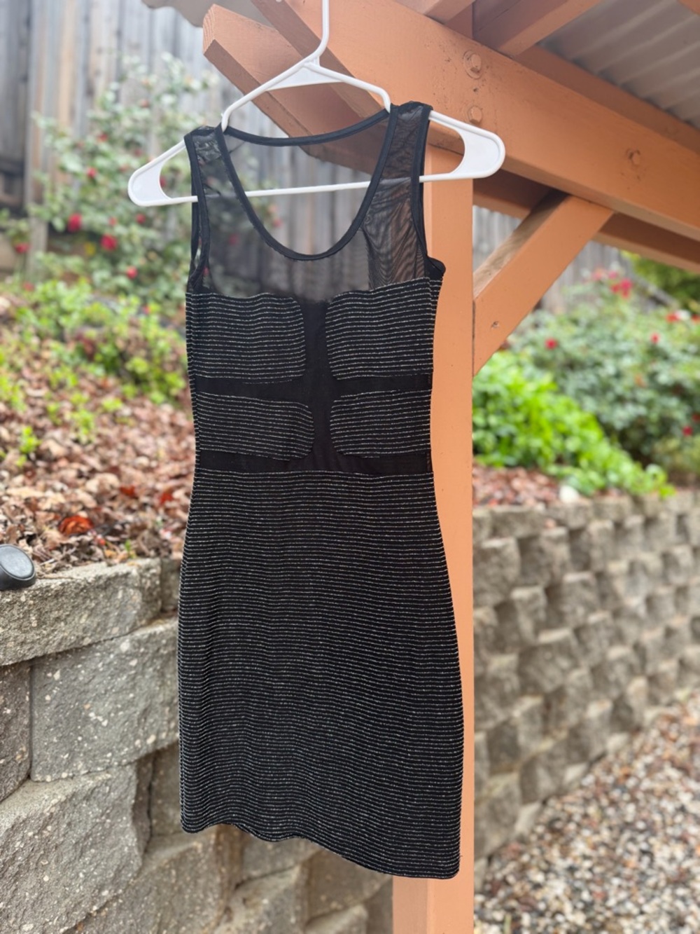 Sabora Black Glitter Mesh Panel Mini Dress
